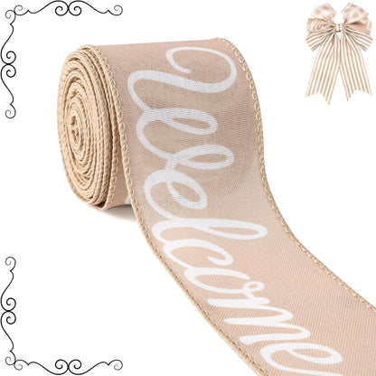 Burlap Ribbon Wired, Farmhouse Rustic Welcome Ribbon for Gifts Wrapping DIY Crafts Floral Bows Wreath Making Party Supplies Holiday Home Decoration, 2.5 Inch x 10 Yards - Crafty Corner