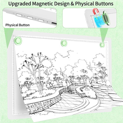 Phylosal Rechargeable A2 Light Pad for Diamond Painting 25.2''x18.4'', Magnetic Tracing Light Box for Drawing, Diamond Art Light Board with Side Button, Wireless LED Light Table for Sketching, Design