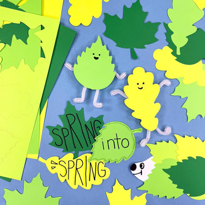 120 Pieces Spring Leaf Paper Cutouts with IDEA Guide, 2-Sided US Made Card Stock Punch Out Maple, Oak, and Birch Leaves for Bulletin Boards, Classroom Decor, Spring Crafts, DIY Scrapbook, and Posters - Crafty Corner