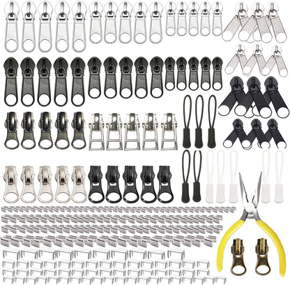 JOSDIOX 255-Piece Zipper Repair Kit – Replacement Sliders (#3, #5, #8), Install Pliers Tool, and Zip Extension Pulls for Jackets, Luggage, Backpacks, Tents, and Sleeping Bags