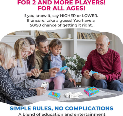 QUOKKA History Board Game for Kids 10-14 Year Olds - Family Card Game for Kids and Adults - Higher or Lower | Guess Fun Questions | Easy to Learn | 2 + Players - Challenge Game for Family Night