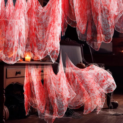 Boao Halloween Cheese cloth 85 x 394 Inch Bloody Cheesecloth Roll for Crafts Large Cotton Muslin Gauze Fabric for Halloween Outdoor & Indoor Spooky Decoration
