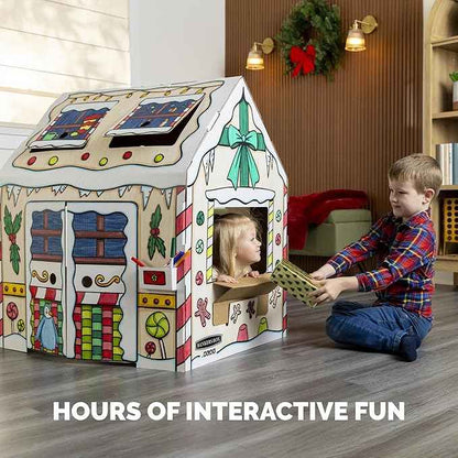Bankers Box at Play Color in Holly Jolly Playhouse, Cardboard Playhouse and Life Size Craft Activity for Kids and Families