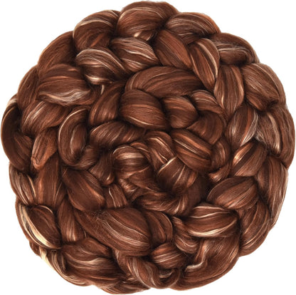 Merino Silk Luxe Tonal Designer Blend. Superfine Merino, Mulberry, Tussah Silk. Top Roving for Spinning or Felting. Cocoa Delight 4oz