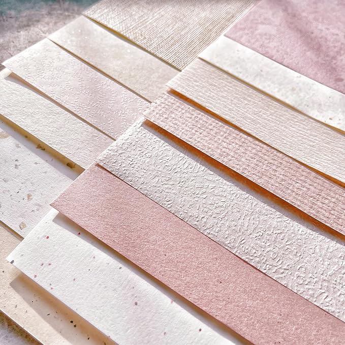 13 Sheets Textured Scrapbook Paper Assorted Set - Mixed Special Craft Paper for Scrapbooking Junk Journaling Supplies Bullet Journal Planner Collage Card Embellishment 5.8x8.3 Inch A5 (Cherry Blossom)