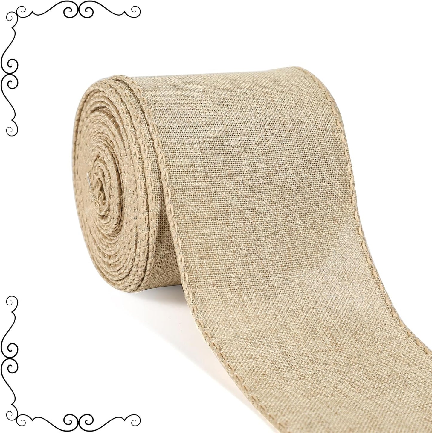 Burlap Ribbon Wired, Farmhouse Rustic Ribbon for Gifts Wrapping DIY Crafts Floral Bows Wreath Making Party Supplies Holiday Home Decoration, 2.5 Inch x 10 Yards - Crafty Corner