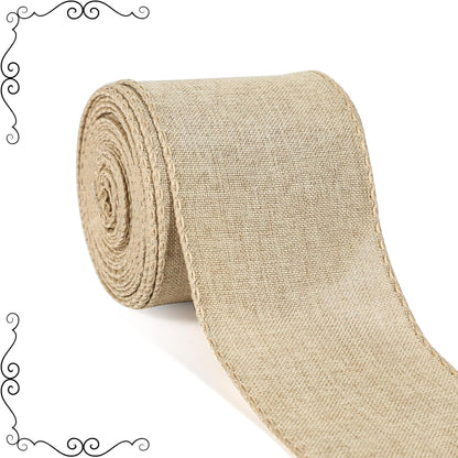 Burlap Ribbon Wired, Farmhouse Rustic Ribbon for Gifts Wrapping DIY Crafts Floral Bows Wreath Making Party Supplies Holiday Home Decoration, 2.5 Inch x 10 Yards - Crafty Corner