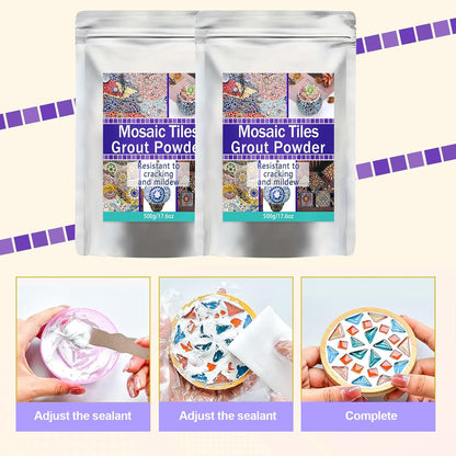 Mosaic Grout, Mosaics Tile Tools, Mosaic Tile Accessories – Essential for Handmade Grouting and Perfect for DIY Craft Projects (White, 250G)