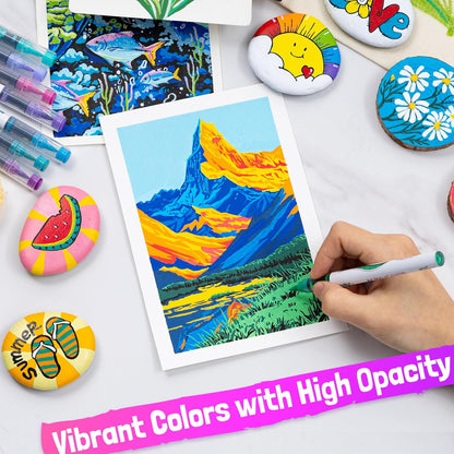 LET'S RESIN PAINT136 Colors Acrylic Paint Markers Direct Liquid,Brush Tip Acrylic Paint Pens for Coloring,Water-Based Acrylic Markers for Drawing,Painting,Canvas,Art Supplies,Craft