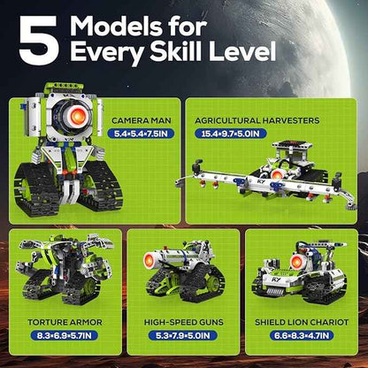 Robot Building Kit with APP/Remote Control STEM Gifts for Boys Age 6-16,Technic Coding Robotic Toys for Kids Birthday, Buildable 5in1 Models with 337+ Pieces