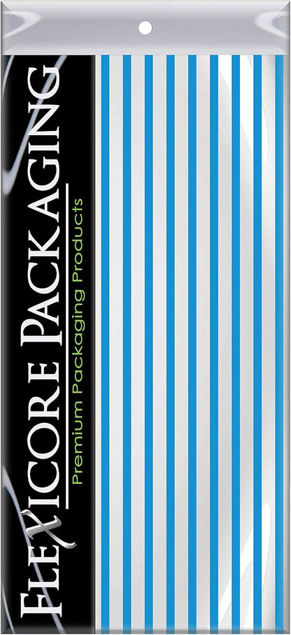 Flexicore Packaging Turquoise Blue Pin Stripe Print Gift Wrap Tissue Paper Size: 15 Inch X 20 Inch | Count: 100 Sheets | Color: Turquoise Pin Stripe