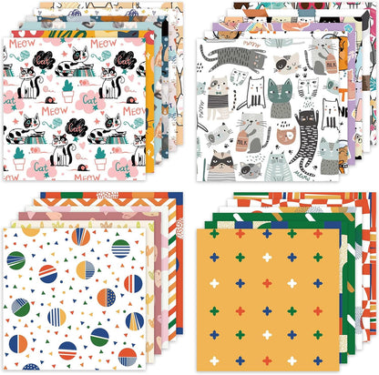 48 Sheets 24 Designs Scrapbook Paper Pad, 6"×6" Single-Sided Decopodge Craft Cardstock Paper,Scrapbooking DIY Decorative Background Cardmaking Supplies.Cat's Life&Sweet Love - Crafty Corner