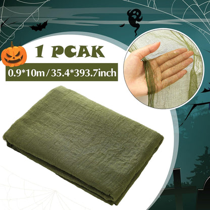 Boao Halloween Cheese cloth 35.43 x 393.7 Inch Military Green Cheesecloth Roll for Crafts Large Cotton Muslin Gauze Fabric for Halloween Outdoor & Indoor Spooky Decoration