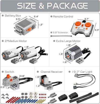 54PCS Power Function Motor Set, Infrared Remote Control&Battery Pack Motor Kit, Compatible with Building Blocks,Technic Sets, Light Electric Functions Motors and Gears, Kid&Adult