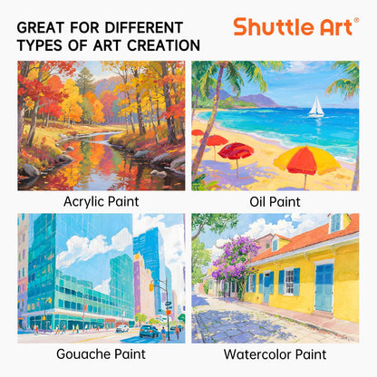 Shuttle Art Painting Canvas Panel, 36 Multi Pack, 5x7, 8x10, 9x12, 11x14 inch (9 PCS of Each), 100% Cotton Art Canvas Board Primed White, Blank Canvas for Kids Adults for Acrylic Oil Painting