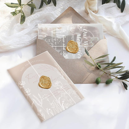 HAUTOCO 200 Pack Vellum Jackets for 5x7 Invitations, Pre-Folded Translucent 135GSM Vellum Paper Wraps, White Flower Envelope Liners Wedding Invitations Accessories