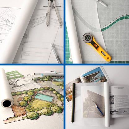 ALVIN 55W-B Lightweight Tracing Paper Roll, White, Suitable with Ink, Charcoal, Felt Tip Pen, for Sketching or Detailing - 14 Inches, 20 Yards, 1-inch Core