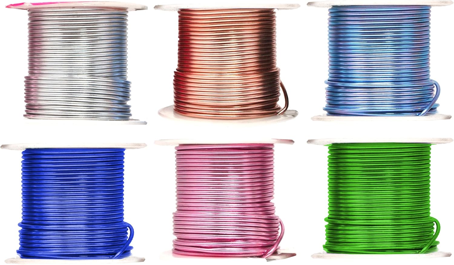 Mandala Crafts 14 Gauge Anodized Aluminum Craft Wire for Jewelry Making – 330 FT Colored Flexible Silver Copper True Blue Pink Ice Blue Green Wire - Bendable for Bonsai Armature Crafting Sculpting - Crafty Corner