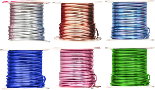 Mandala Crafts 14 Gauge Anodized Aluminum Craft Wire for Jewelry Making – 330 FT Colored Flexible Silver Copper True Blue Pink Ice Blue Green Wire - Bendable for Bonsai Armature Crafting Sculpting - Crafty Corner