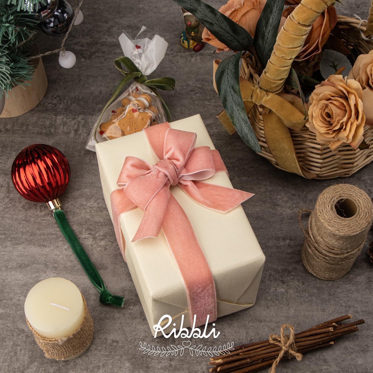 Ribbli Rose Gold Velvet Ribbon 1 Inches Continuous10 Yard Spool Dusty Pink Christmas Ribbon for Gift Wrapping Crafts Home Decor - Crafty Corner