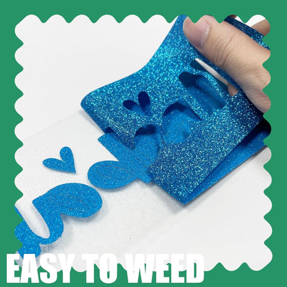 Blue Glitter HTV Heat Transfer Vinyl, 12" x 5ft lron on Vinyl, for T-Shirt Ironing, Vinyl HTV Easy to Cut and Weed, The Best Choice for DIY Creativity. (Blue, 12" x5ft)