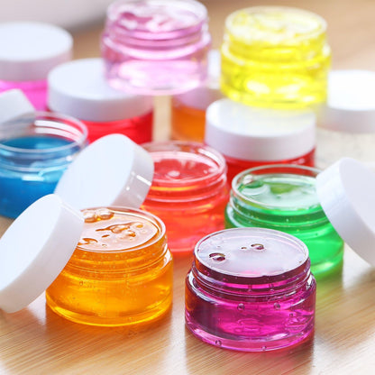 SATINIOR 12 Pack 7 oz Plastic Container Jars with Lids Round Clear Travel Cosmetic Container Slime Jars for Toiletries, Lotion, Cream, Ointments, Makeup, Rhinestone, Samples, Kitchen Storage(White)