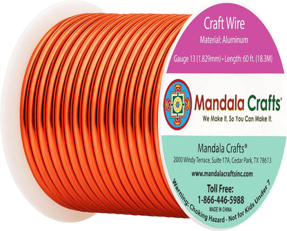 Mandala Crafts 13 Gauge Anodized Aluminum Craft Wire for Jewelry Making - 60 FT Colored Flexible Burnt Orange Wire - Bendable for Bonsai Armature Crafting Sculpting - Crafty Corner