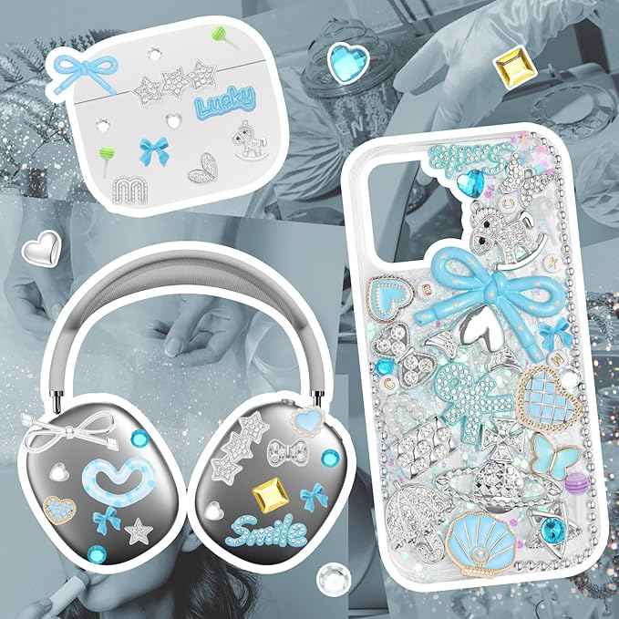 EIiovcnya 2380 Pcs Junk Case Charms Kit - DIY Phone Charms & Nail Art Accessories Includes 3D Flatback Big Decorations, Cute Bows & Letter Beads for Customizing Cases, Crafts, Valentine's Day Gifts