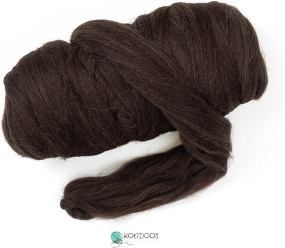 Natural Wool Bulk roving, 1 lb. Best Wool for Spinning, arm Knitting, Felting, Chunky Blankets and Tapestry. Natural Colors, un-Dyed. (Dark Chocolate, 1 lb)