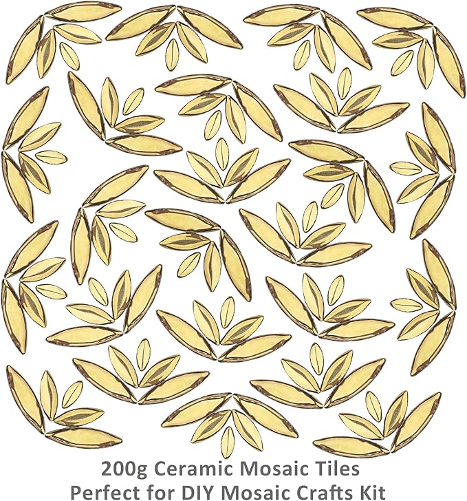 Artspac Petal Ceramic Mosaic Tiles for Crafts, 200g Golden Flower Tiles Mosaic Pieces for Christmas DIY Crafts, Holiday Mosaic Art & Garden Decor