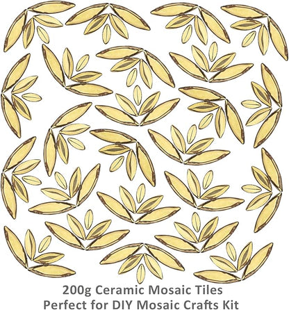 Artspac Petal Ceramic Mosaic Tiles for Crafts, 200g Golden Flower Tiles Mosaic Pieces for Christmas DIY Crafts, Holiday Mosaic Art & Garden Decor