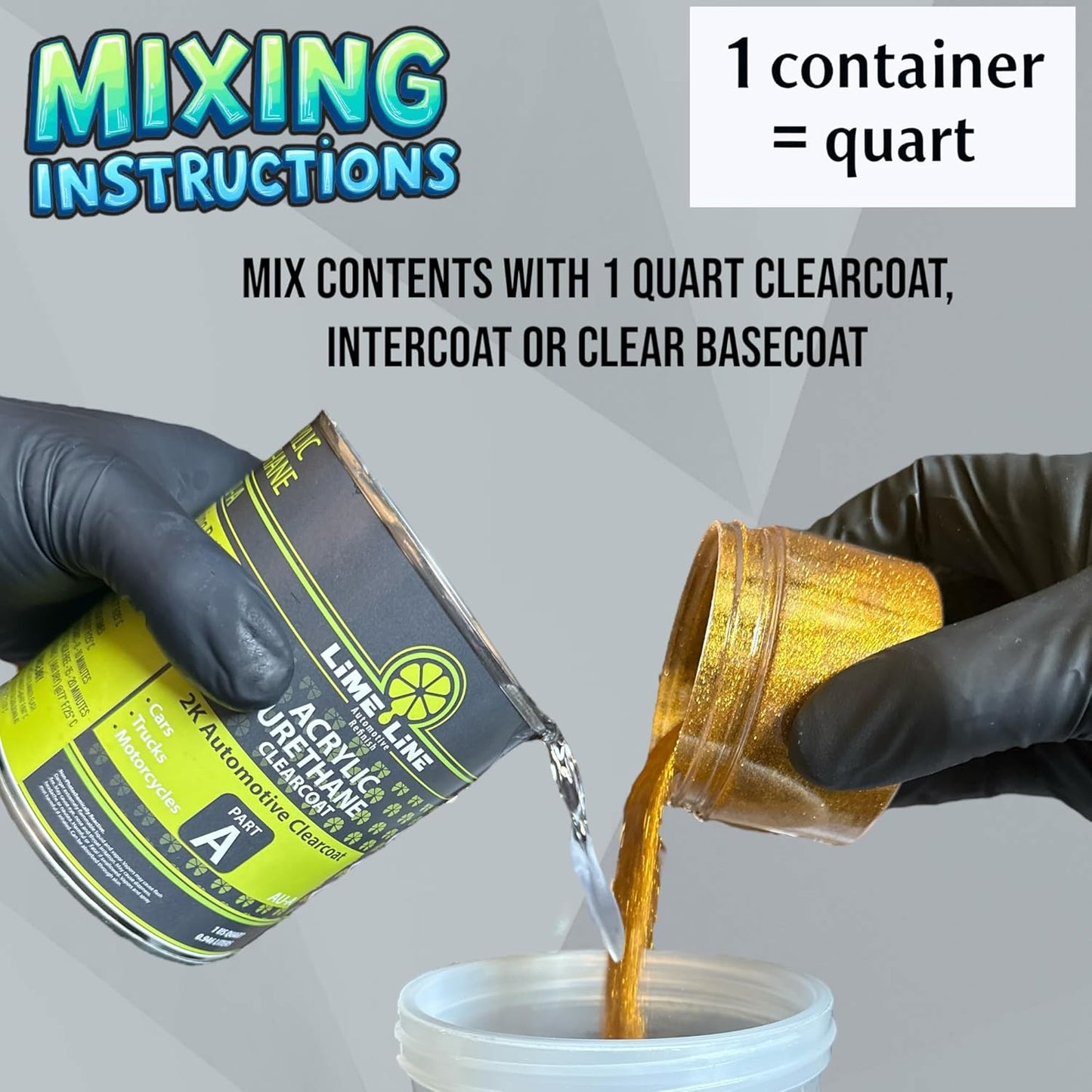 LiME LiNE Sprayable Metal Flake Paint Additive: Solvent Resistant Glitter for Automotive Custom Painting (Black Iridescent)