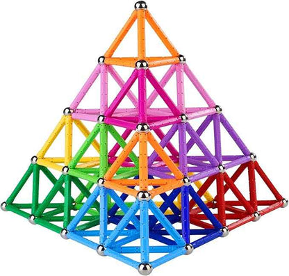 150Pcs Magnetic Building Sticks Blocks Toys, 2.3" Length Magnet Educational Toys Set for Kids and Adult, STEM Building Toy 3D Non-Magnetic Balls with Storage Bag