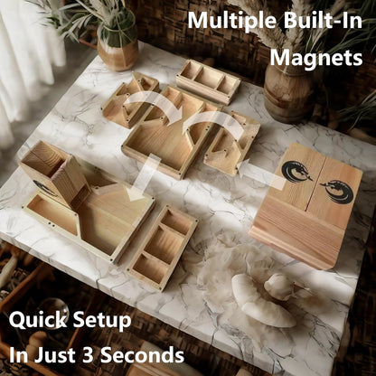 Wooden Dice Tower, DND Dice Roller with Tray, Portable Magnetic Die Roller Castle for Dungeons and Dragons, Board Game, D&D Tabletop Game and RPG Games