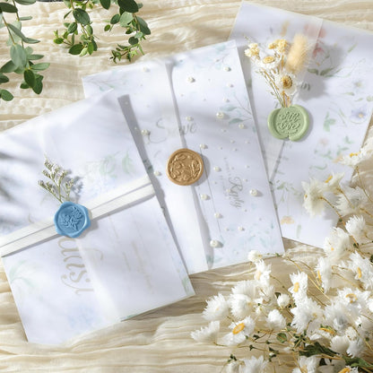UNIQOOO 70 Pack Vellum Jackets for 5x7 Invitations, Elegant Pre-Folded Vellum Paper, 115GSM Frosted Vellum Cover Wedding Envelopes, Vellum Wraps