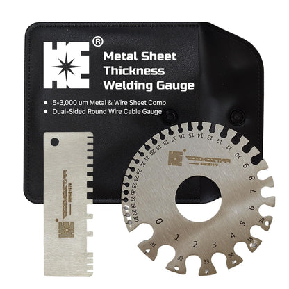 Cosmostar 2 Pcs Stainless Steel Welding Gauge Set – Wire & Metal Sheet Thickness Gauge, 25-3,000 um Wet Film Comb + Dual-Sided Round Wire Cable Gauge for Welding Material & Sheet Measurement