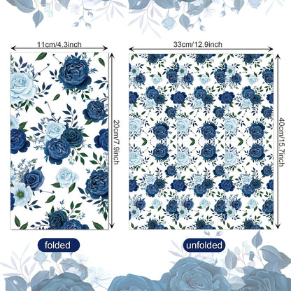 60 Pack 3 Styles Floral Napkins-Blue Party Supplies Vintage Flower Paper Napkins Tea Party Decorations for Birthday,Baby Shower, 12.9 * 15.7 inch