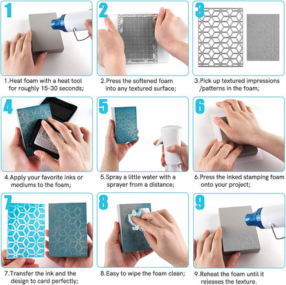 BAOFALI 8 Pcs Stamping Foam Grey Moldable Foam Stamps Plastic Dry Foam Stamp Pad Cut and Dry Foam Stamping Foam Block for Sculpture, Modeling, DIY Arts and Handicrafts Projects - Crafty Corner