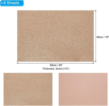 PATIKIL 2mm(1/10") Thick Non Adhesive Glitter Foam Sheet 16x24inch(40x60cm) Brown, EVA Shiny Foam Board for Craft, 6 Pcs