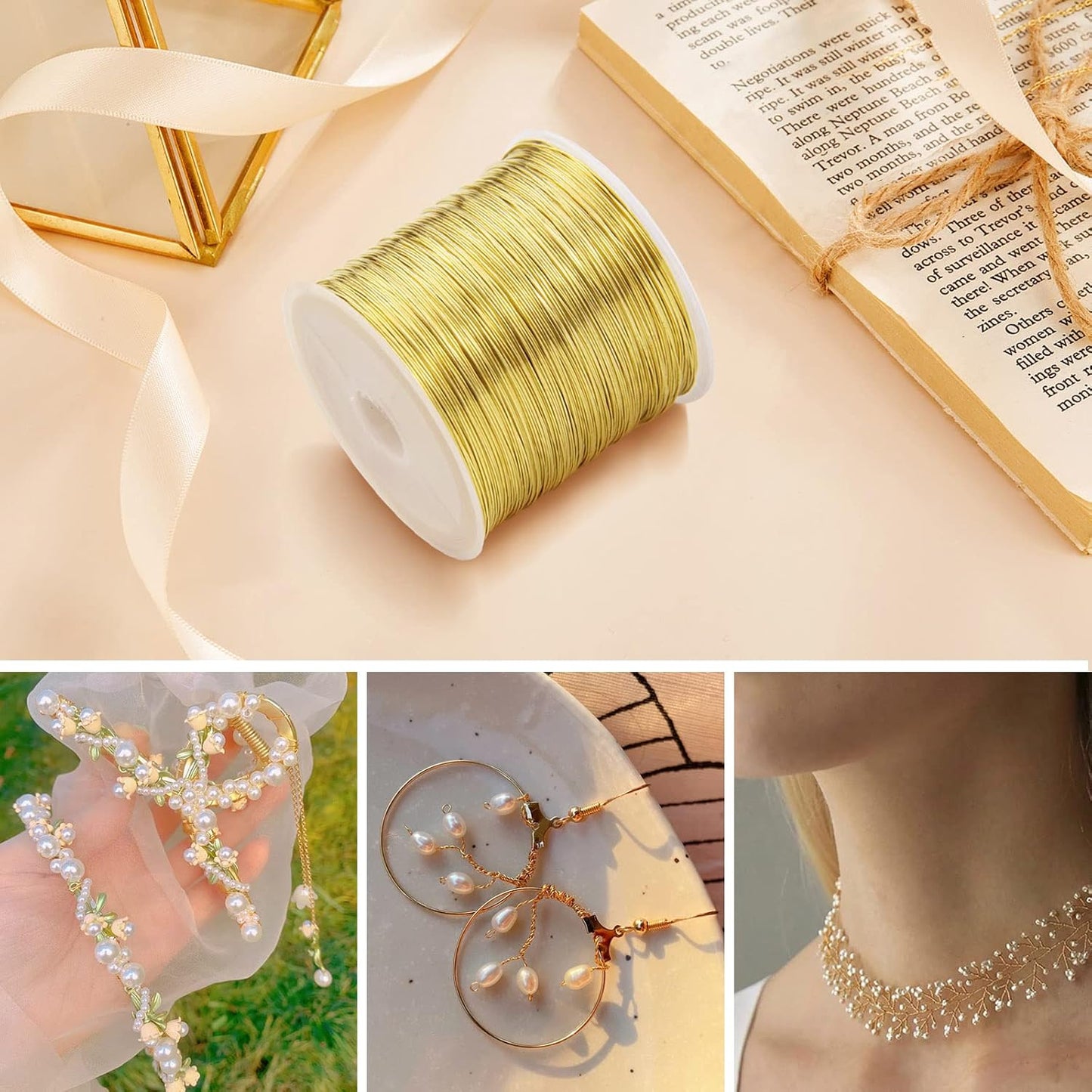 [328 Feet] 26 Gauge Craft Wire Jewelry Wire 100M/0.4mm Gold Plated Thin Brass Wire Soft Metal Wire Bulk for Jewelry Making - Crafty Corner
