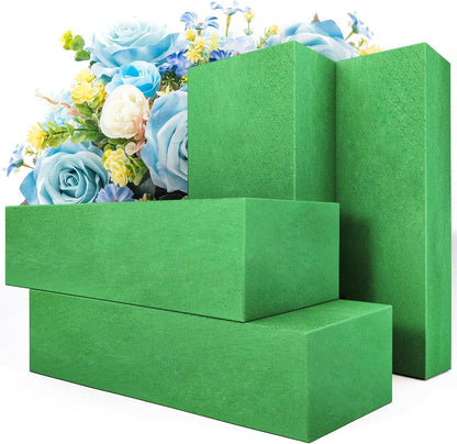 Max Shape Pack of 4 Large Size Floral Foam Blocks for Fresh and Artificial Flowers (9” L x 4” W), Wet Florist Foam Blocks for Wedding Holiday Decorations (4 Pack)