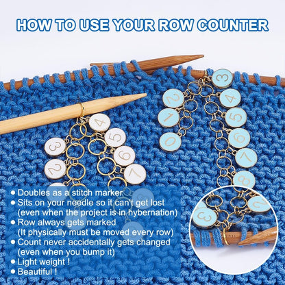 NBEADS 2 Pcs 0-9 Enamel Number Knitting Row Counter Chains, Alloy Stitch Markers Row Counting Accessories for Knitting Crochet Tracking Project Progress