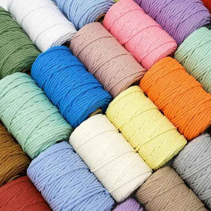 Macrame Cord 3mm x 164 Yards, 3 Rolls Gray Colored Macrame Cotton Cord Rope Kit Macrame Yarns Bulk String 4 Strands Twisted for Wall Hanger Plant Hanging DIY Crafts Knitting Macrame Supplies