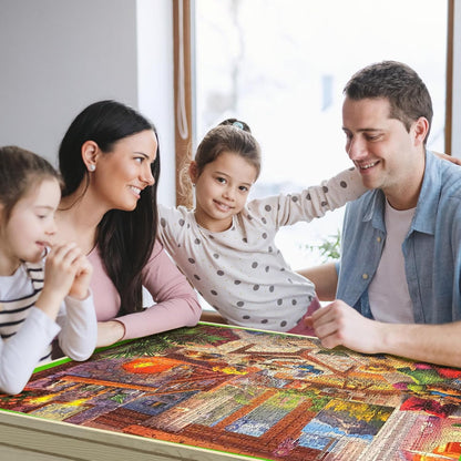 Large Puzzle Board & Puzzle Table with Folding Legs and Drawers 36″ × 26″ Tilt Tabletop for 1500 Piece Puzzle Board, Portable Ergonomic Puzzle Table for Family Bonding & Cognitive Therapy