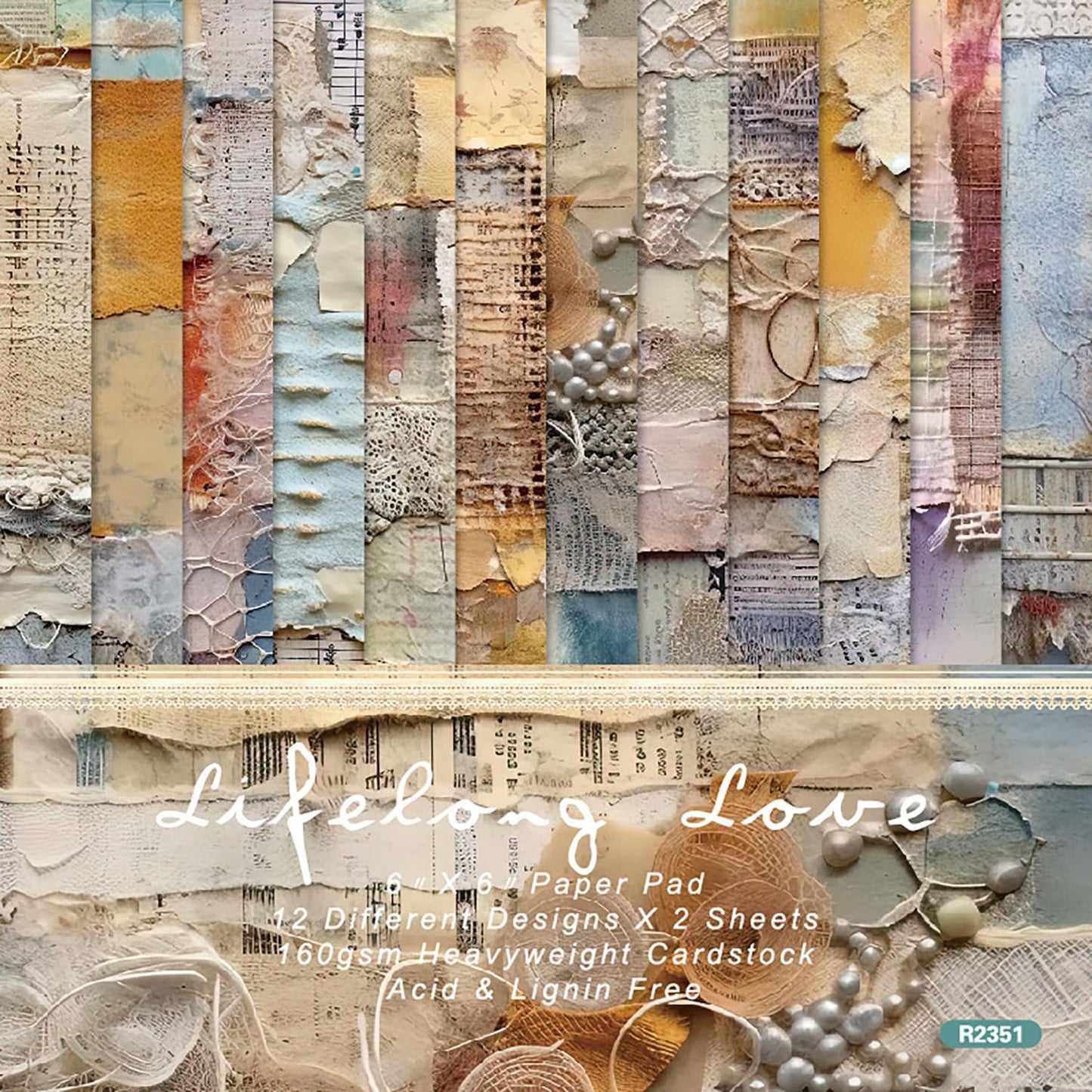 YASMEN 6"x6" Scrapbook Paper Pad - 24 Sheets of Patterned Cardstock for Card Making, Scrapbooking, Junk Journal, DIY Gift Cards - Single-Sided Decopodge Decorative Craft Paper - Crafty Corner