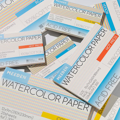 MEEDEN Watercolor Paper Block - 100% Cotton Watercolor Paper Pad of 20 Sheets, 140lb/300gsm, Acid-Free Art Paper for Watercolor, Gouache, Ink and More, 15" x 10" Rough