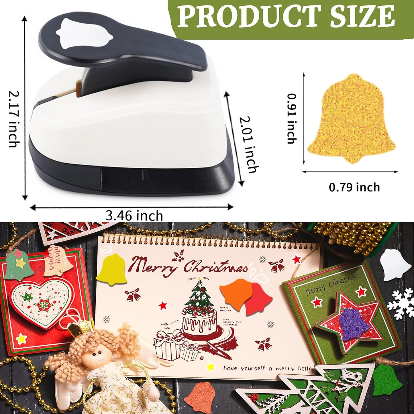 Christmas Punch 1 inch, Bell Punch for Paper Crafting, Bell Shape Hole Puncher for Crafts, Paper Punches for Christmas, Crafts Puncher for Handmade Scrapbook Cards - Crafty Corner