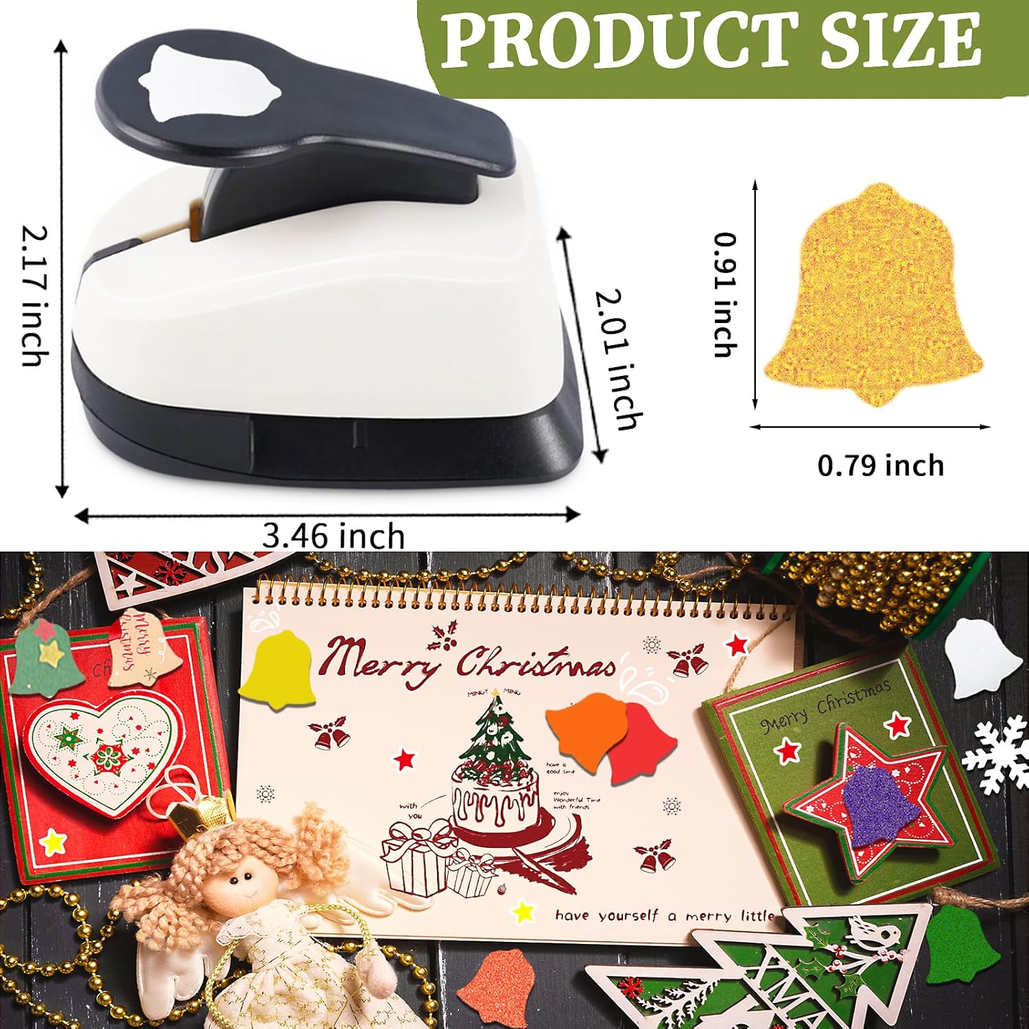 Christmas Punch 1 inch, Bell Punch for Paper Crafting, Bell Shape Hole Puncher for Crafts, Paper Punches for Christmas, Crafts Puncher for Handmade Scrapbook Cards - Crafty Corner