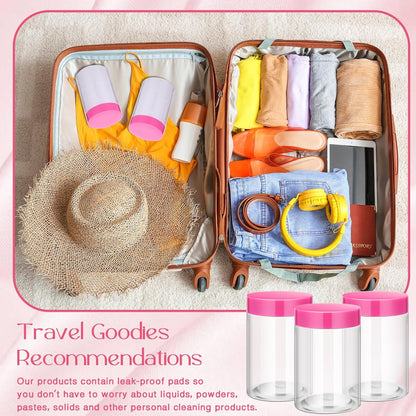 SATINIOR 12 Pack 4 oz Plastic Container Jars with Lids Round Clear Travel Cosmetic Container Slime Jars for Toiletries, Lotion, Cream, Ointments, Makeup, Rhinestone, Samples, Kitchen Storage(Pink)