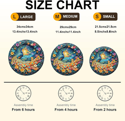 Wooden Puzzles for Adults,Peacock Puzzle, Unique Shaped Wooden Jigsaw Puzzles for Adults, Family Puzzle(11.4 * 11.4 in 200pcs)